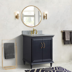 Bellaterra Home 31" Single vanity in White finish with Black galaxy and oval sink - Luxe Bathroom Vanities