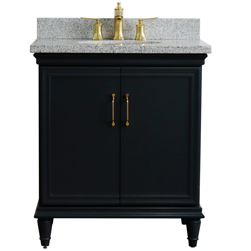 Bellaterra Home 31" Single vanity in White finish with Black galaxy and oval sink - Luxe Bathroom Vanities