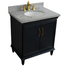 Bellaterra Home 31" Single vanity in White finish with Black galaxy and oval sink - Luxe Bathroom Vanities