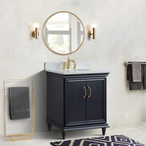 Bellaterra Home 31" Single vanity in White finish with Black galaxy and oval sink - Luxe Bathroom Vanities