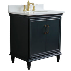 Bellaterra Home 31" Single vanity in White finish with Black galaxy and oval sink - Luxe Bathroom Vanities