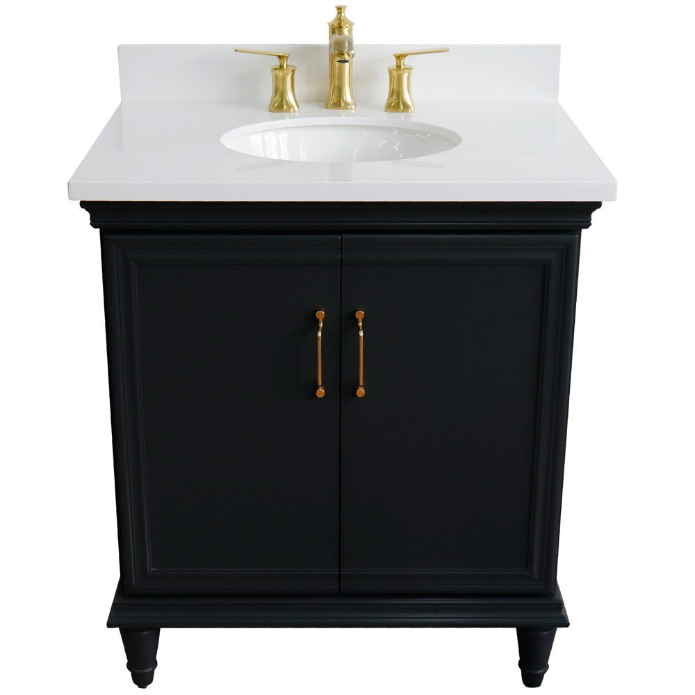 Bellaterra Home 31" Single vanity in White finish with Black galaxy and oval sink - Luxe Bathroom Vanities