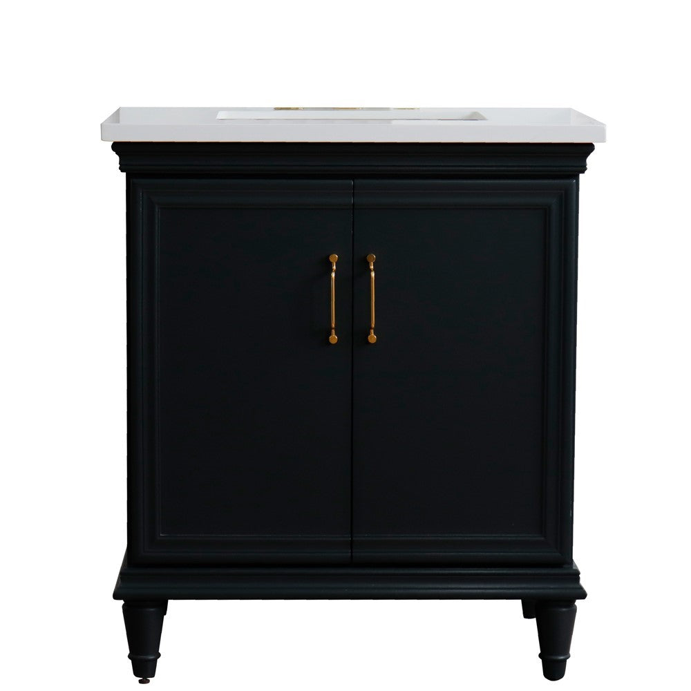 Bellaterra Home 31" Single vanity in White finish with Black galaxy and rectangle sink - Luxe Bathroom Vanities