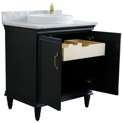 Bellaterra Home 400800-31 31" Single vanity in White finish with Black galaxy and round sink