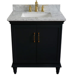 Bellaterra Home 31" Single vanity in White finish with Black galaxy and rectangle sink - Luxe Bathroom Vanities