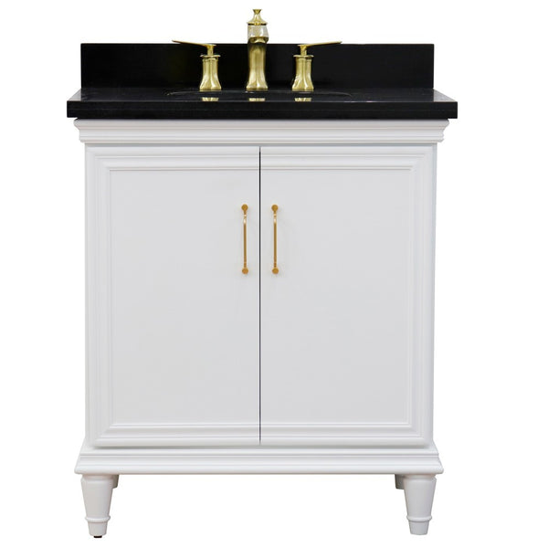 Bellaterra Home 31" Single vanity in White finish with Black galaxy and oval sink - Luxe Bathroom Vanities