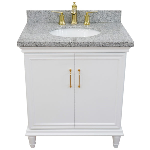 Bellaterra Home 31" Single vanity in White finish with Black galaxy and oval sink - Luxe Bathroom Vanities