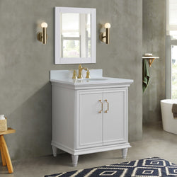 Bellaterra Home 31" Single vanity in White finish with Black galaxy and oval sink - Luxe Bathroom Vanities