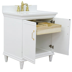 Bellaterra Home 31" Single vanity in White finish with Black galaxy and oval sink - Luxe Bathroom Vanities