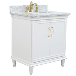 Bellaterra Home 31" Single vanity in White finish with Black galaxy and oval sink - Luxe Bathroom Vanities