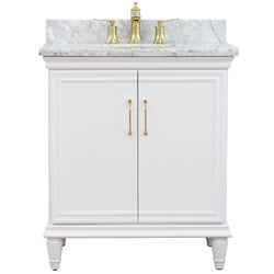 Bellaterra Home 31" Single vanity in White finish with Black galaxy and oval sink - Luxe Bathroom Vanities