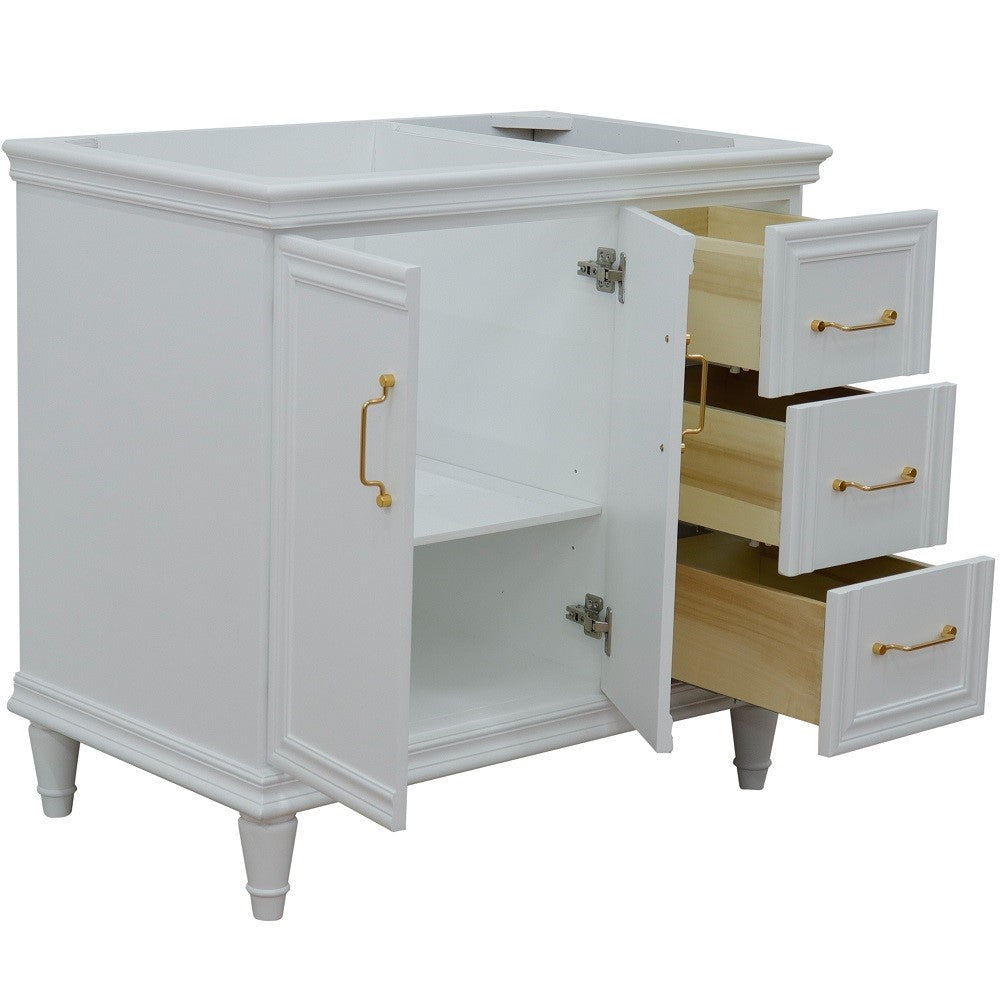 Bellaterra Home 36" Single vanity in White finish- left door- cabinet only - Luxe Bathroom Vanities