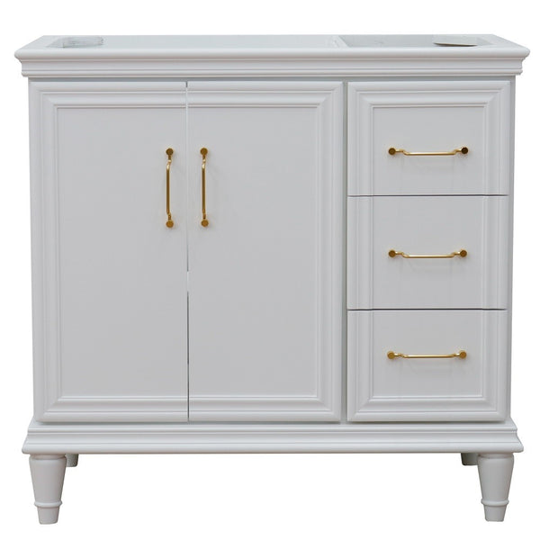 Bellaterra Home 36" Single vanity in White finish- left door- cabinet only - Luxe Bathroom Vanities