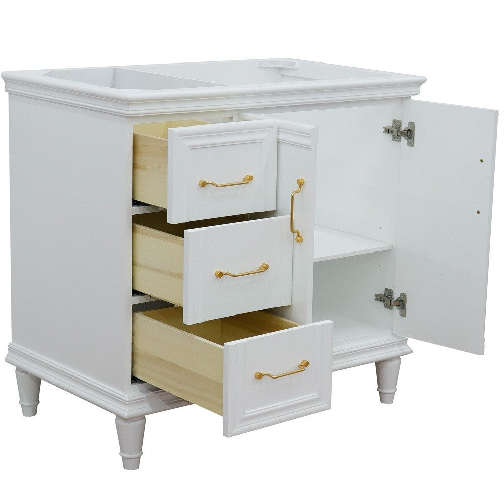 Bellaterra Home 36" Single vanity in White finish- right door- cabinet only - Luxe Bathroom Vanities