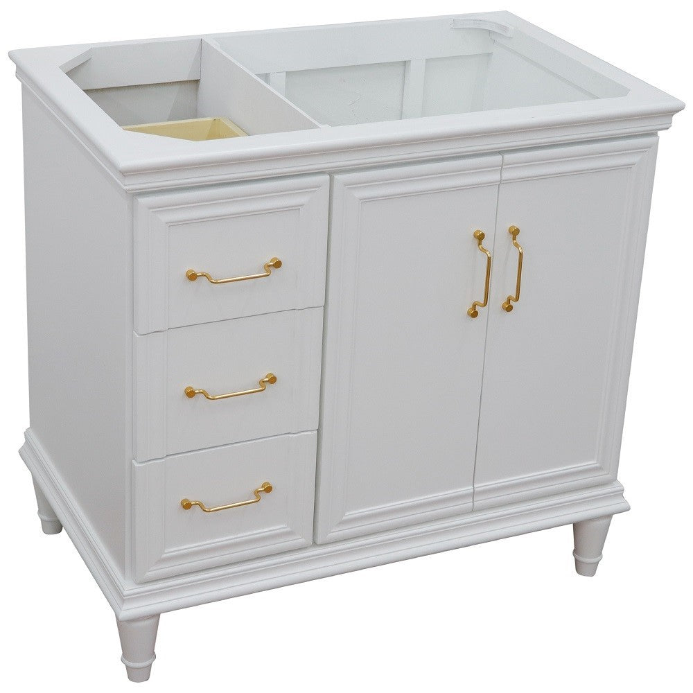 Bellaterra Home 36" Single vanity in White finish- right door- cabinet only - Luxe Bathroom Vanities