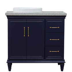 Bellaterra Home 37" Single vanity in White finish with Black galaxy and round sink- Left door/Left sink - Luxe Bathroom Vanities