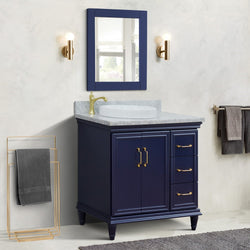 Bellaterra Home 37" Single vanity in White finish with Black galaxy and round sink- Left door/Left sink - Luxe Bathroom Vanities