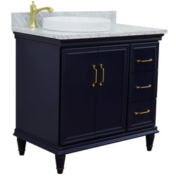 Bellaterra Home 37" Single vanity in White finish with Black galaxy and round sink- Left door/Left sink - Luxe Bathroom Vanities