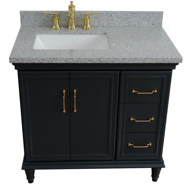Bellaterra Home 37" Single vanity in White finish with Black galaxy and rectangle sink- Left door/Left sink - Luxe Bathroom Vanities