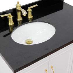Bellaterra Home 37" Single vanity in White finish with Black galaxy and oval sink- Left door/Left sink - Luxe Bathroom Vanities