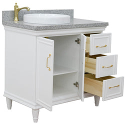 Bellaterra Home 37" Single vanity in White finish with Black galaxy and round sink- Left door/Left sink - Luxe Bathroom Vanities