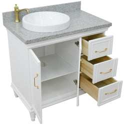 Bellaterra Home 37" Single vanity in White finish with Black galaxy and round sink- Left door/Left sink - Luxe Bathroom Vanities