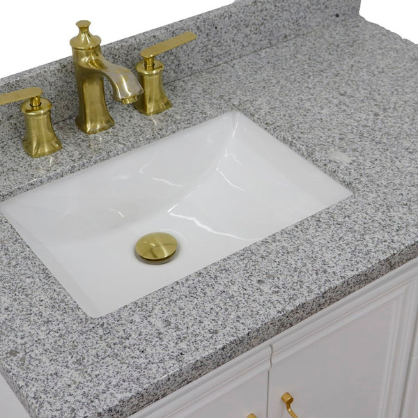 Bellaterra Home 37" Single vanity in White finish with Black galaxy and rectangle sink- Left door/Left sink - Luxe Bathroom Vanities