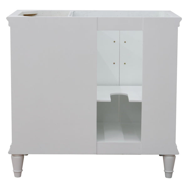 Bellaterra Home 37" Single vanity in White finish with Black galaxy and round sink- Left door/Left sink - Luxe Bathroom Vanities