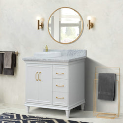 Bellaterra Home 37" Single vanity in White finish with Black galaxy and round sink- Left door/Left sink - Luxe Bathroom Vanities