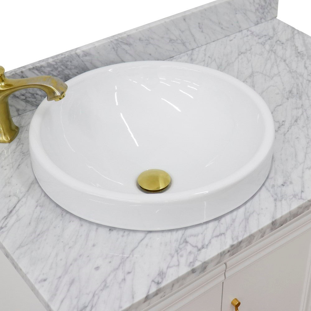 Bellaterra Home 37" Single vanity in White finish with Black galaxy and round sink- Left door/Left sink - Luxe Bathroom Vanities