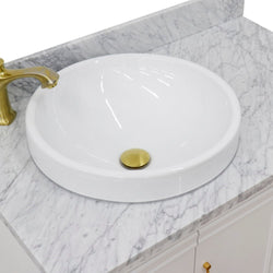 Bellaterra Home 37" Single vanity in White finish with Black galaxy and round sink- Left door/Left sink - Luxe Bathroom Vanities