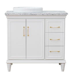 Bellaterra Home 37" Single vanity in White finish with Black galaxy and round sink- Left door/Left sink - Luxe Bathroom Vanities