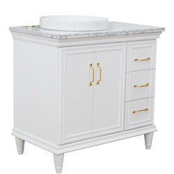 Bellaterra Home 37" Single vanity in White finish with Black galaxy and round sink- Left door/Left sink - Luxe Bathroom Vanities