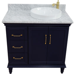 Bellaterra Home 37" Single vanity in White finish with Black galaxy and round sink- Right door/Right sink - Luxe Bathroom Vanities