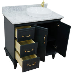 Bellaterra Home 400800-37R 37" Single vanity in White finish with Black galaxy and round sink- Right door/Right sink