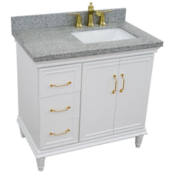 Bellaterra Home 37" Single vanity in White finish with Black galaxy and rectangle sink- Right door/Right sink - Luxe Bathroom Vanities