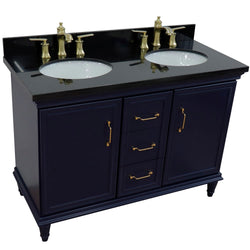 Bellaterra Home 49" Double vanity in White finish with Black galaxy and oval sink - Luxe Bathroom Vanities