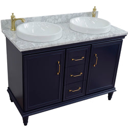 Bellaterra Home 49" Double vanity in White finish with Black galaxy and round sink - Luxe Bathroom Vanities