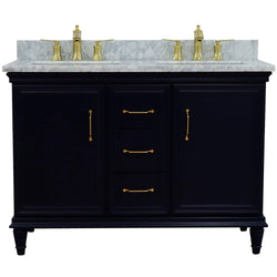 Bellaterra Home 49" Double vanity in White finish with Black galaxy and rectangle sink - Luxe Bathroom Vanities