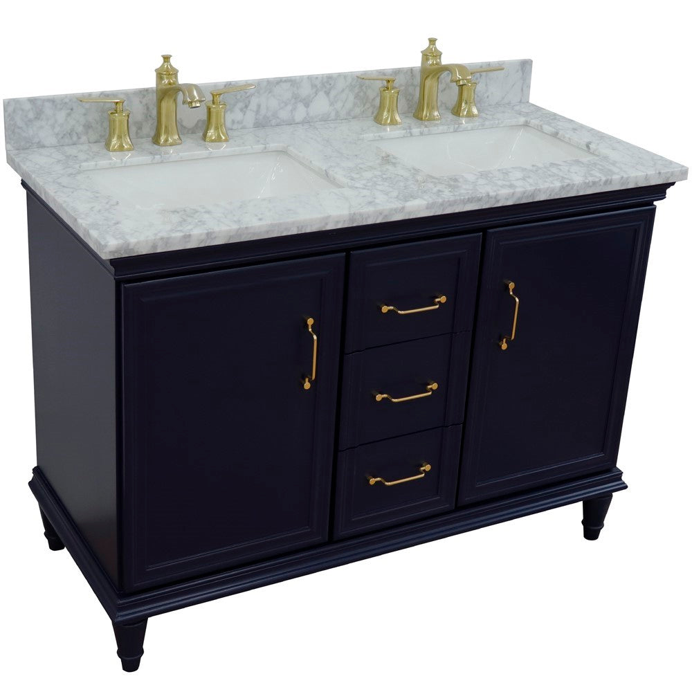 Bellaterra Home 49" Double vanity in White finish with Black galaxy and rectangle sink - Luxe Bathroom Vanities
