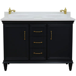 Bellaterra Home 49" Double vanity in White finish with Black galaxy and round sink - Luxe Bathroom Vanities