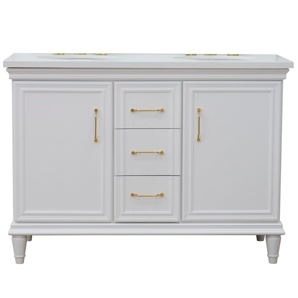 Bellaterra Home 49" Double vanity in White finish with Black galaxy and oval sink - Luxe Bathroom Vanities