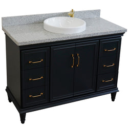 Bellaterra Home 49" Single sink vanity in White finish with Black galaxy granite and round sink - Luxe Bathroom Vanities