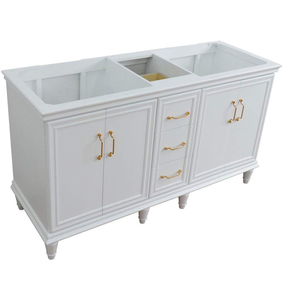 Bellaterra Home 60" Double vanity in White finish- cabinet only - Luxe Bathroom Vanities
