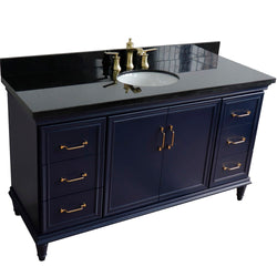 Bellaterra Home 61" Single vanity in White finish with Black galaxy and oval sink - Luxe Bathroom Vanities