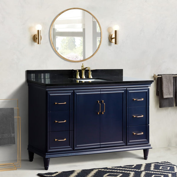 Bellaterra Home 61" Single vanity in White finish with Black galaxy and rectangle sink - Luxe Bathroom Vanities