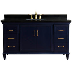 Bellaterra Home 61" Single vanity in White finish with Black galaxy and rectangle sink - Luxe Bathroom Vanities