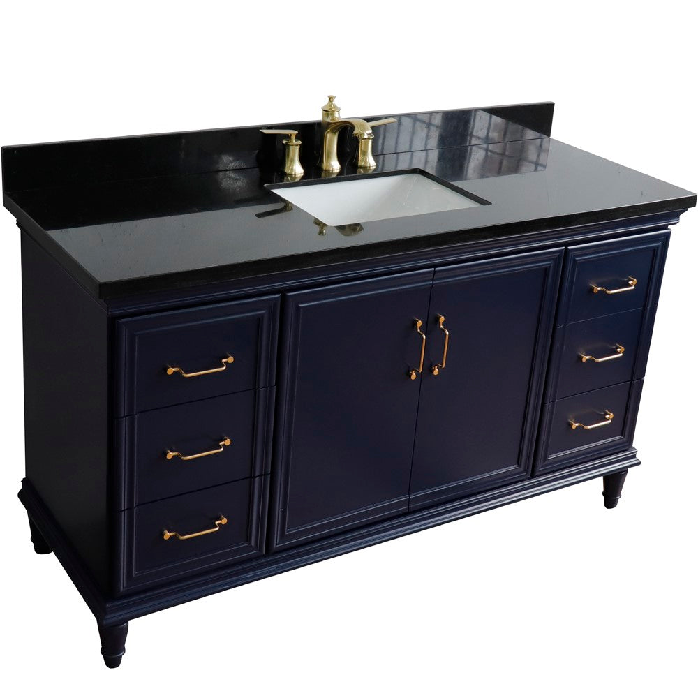 Bellaterra Home 61" Single vanity in White finish with Black galaxy and rectangle sink - Luxe Bathroom Vanities