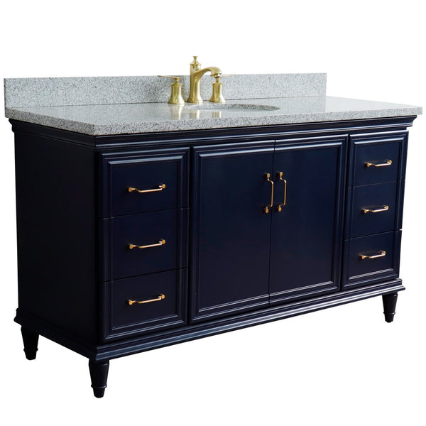 Bellaterra Home 61" Single vanity in White finish with Black galaxy and oval sink - Luxe Bathroom Vanities