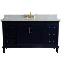 Bellaterra Home 61" Single vanity in White finish with Black galaxy and rectangle sink - Luxe Bathroom Vanities